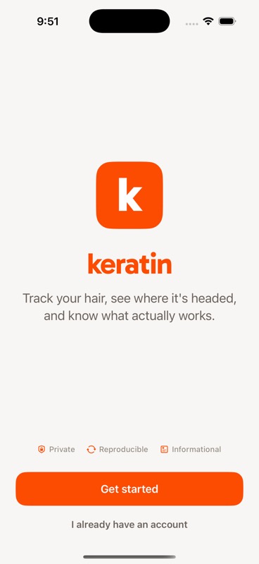 keratin welcome screen